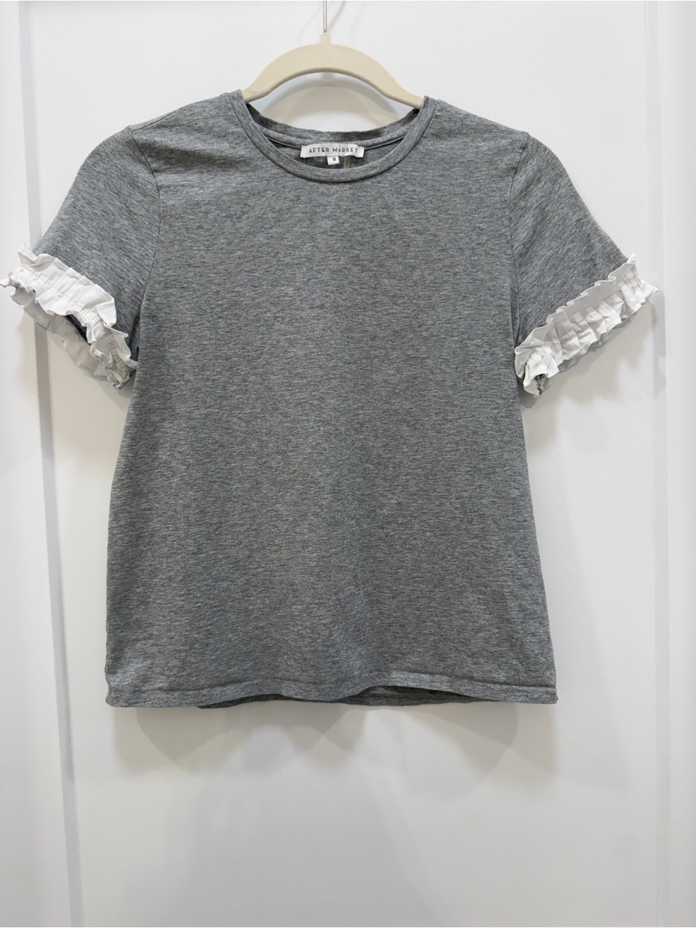 After Market Gray Ruffle Sleeve Tee